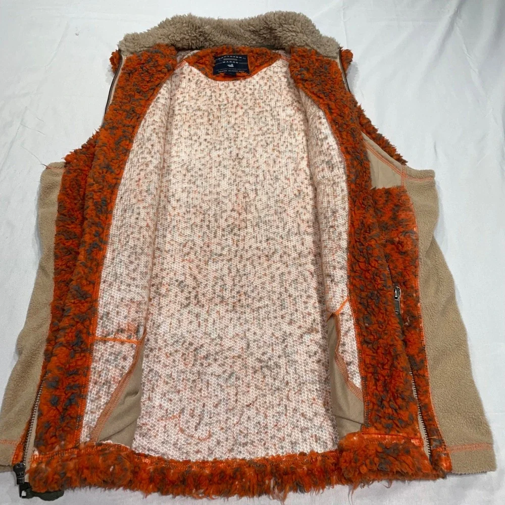 Southern Marsh Mens Sherpa Fleece Vest Orange Gray Full Zip Medium Pockets‎